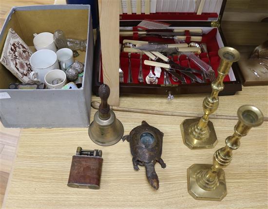 A canteen of cutlery and mixed collectables